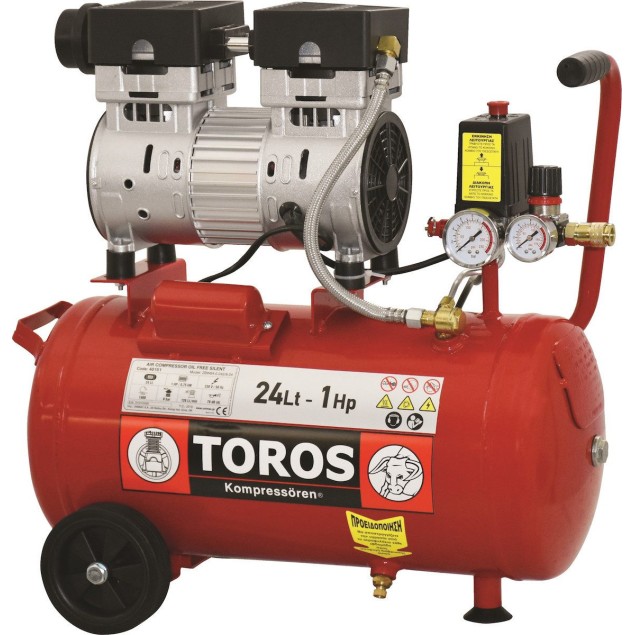 TOROS - Αεροσυμπιεστής Oil Free Χαμηλού Θορύβου 26L/1HP ΚΟΜΠΡΕΣΕΡ ΑΕΡΟΣ zisimopoulos-sa.gr