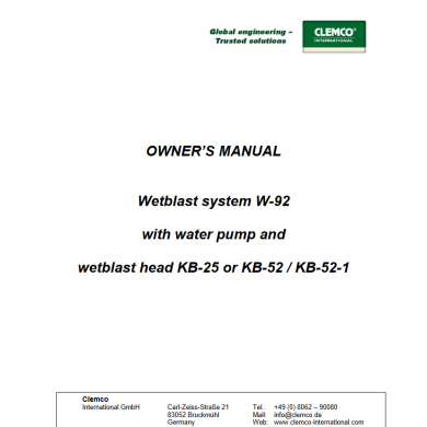 CLEMCO Wet Blast Pump W-92 with transport basket hover