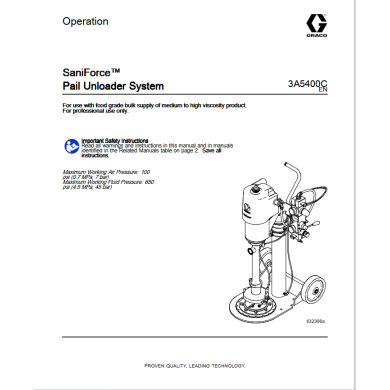 SaniForce Pail Unit, Stainless Steel Frame, 6:1 PP, Buna Wiper Seal, Exposed Controls hover