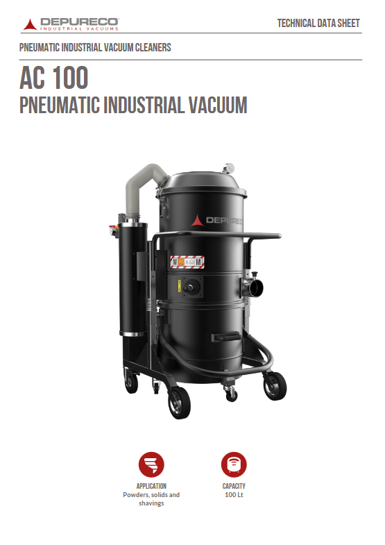 Depureco AC 100  – Pneumatic Industrial Vacuum 100 Lt